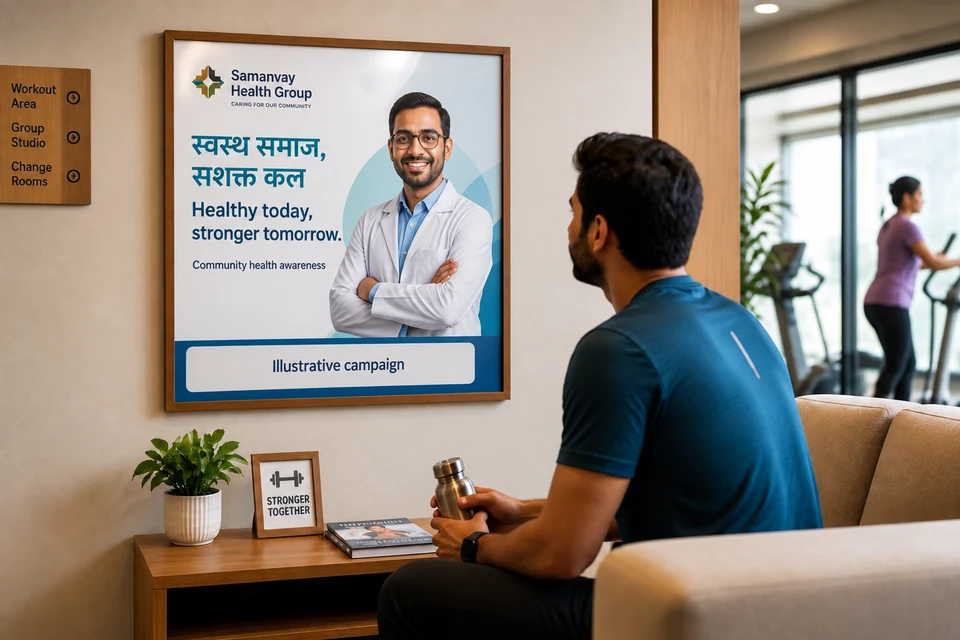 Illustrative healthcare awareness campaign in an Indian outlet