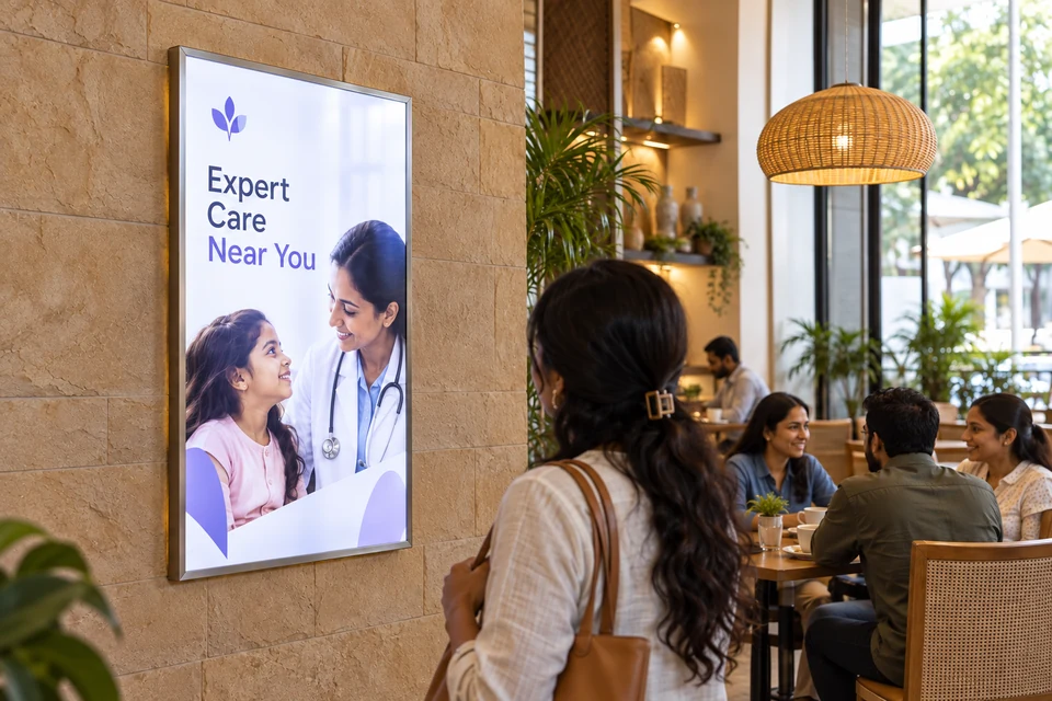 Illustrative drive enquiries campaign using led posters in an Indian outlet