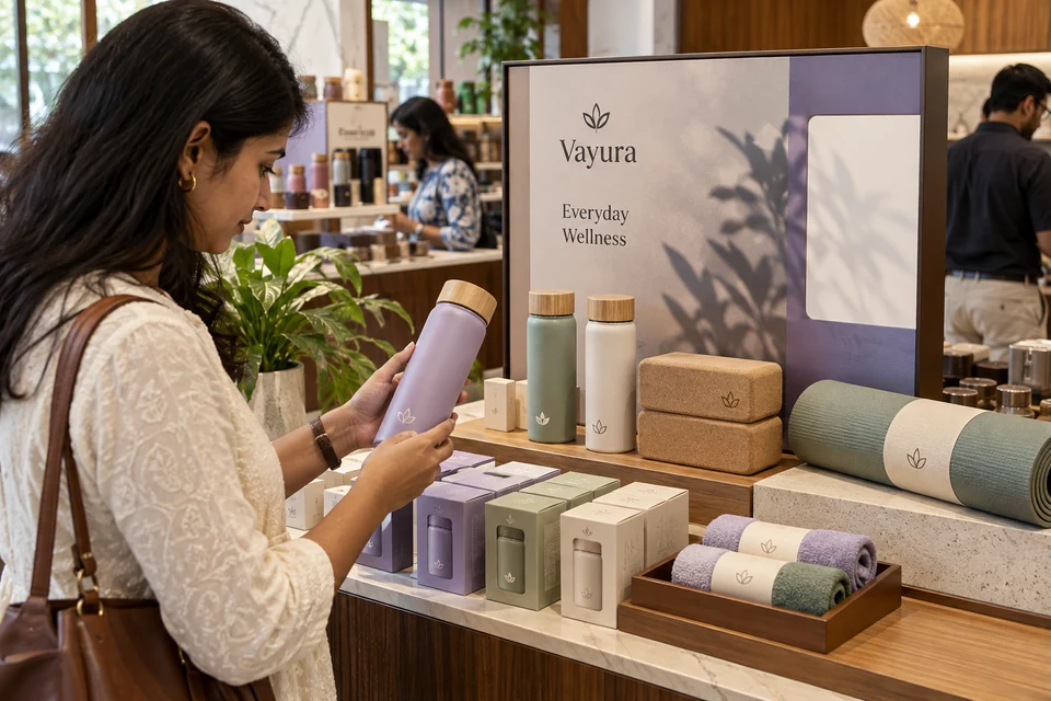 Illustrative drive enquiries campaign using product showcases in an Indian outlet