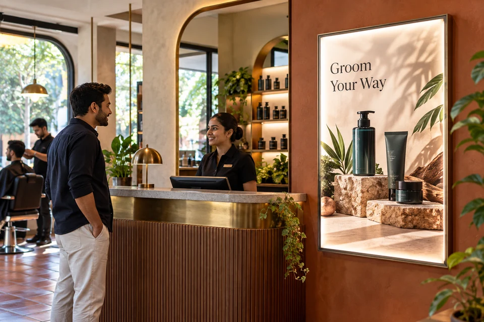 Illustrative product showcases campaign using led posters in an Indian outlet